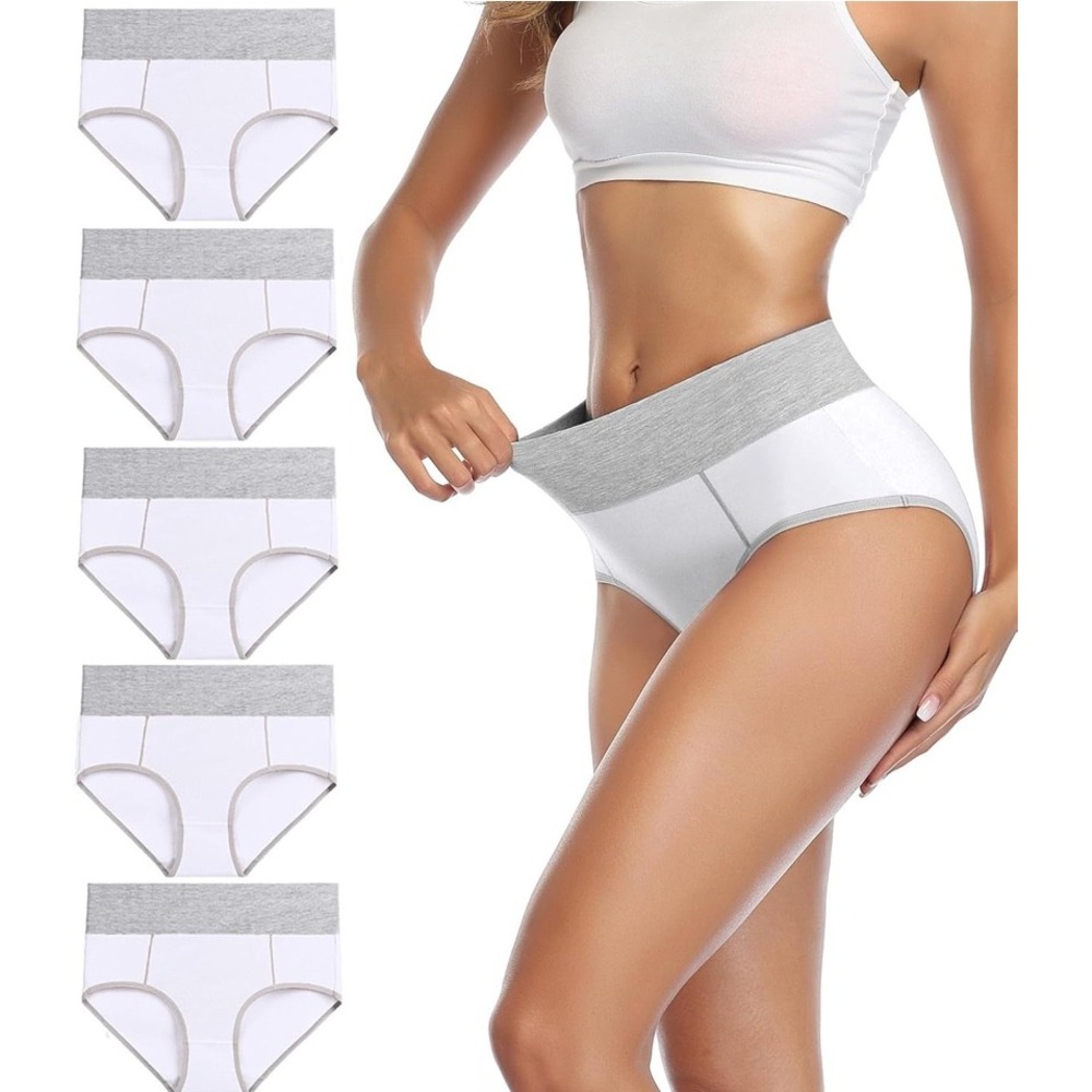 Woman's 5 Pack High Waist‎ Stretch Cotton Panties Underwear White Size Small